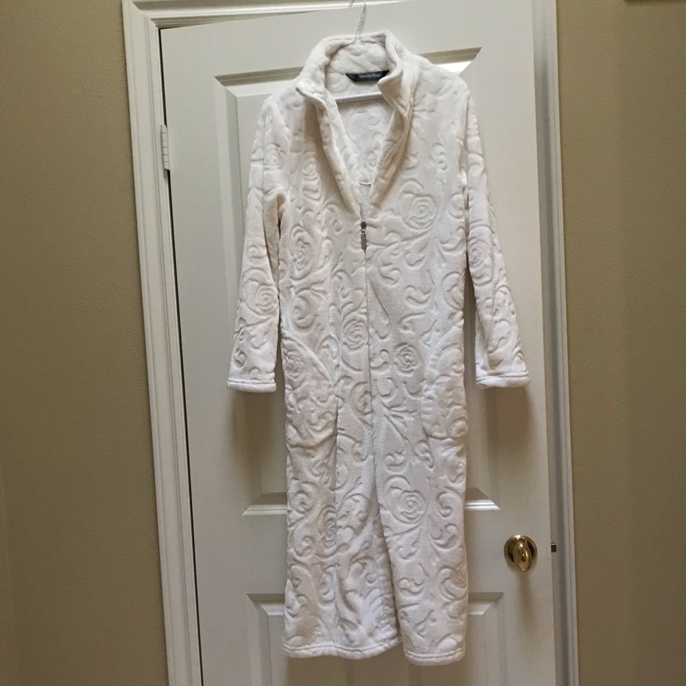 Soft white full length robe by Jasmine Rose.